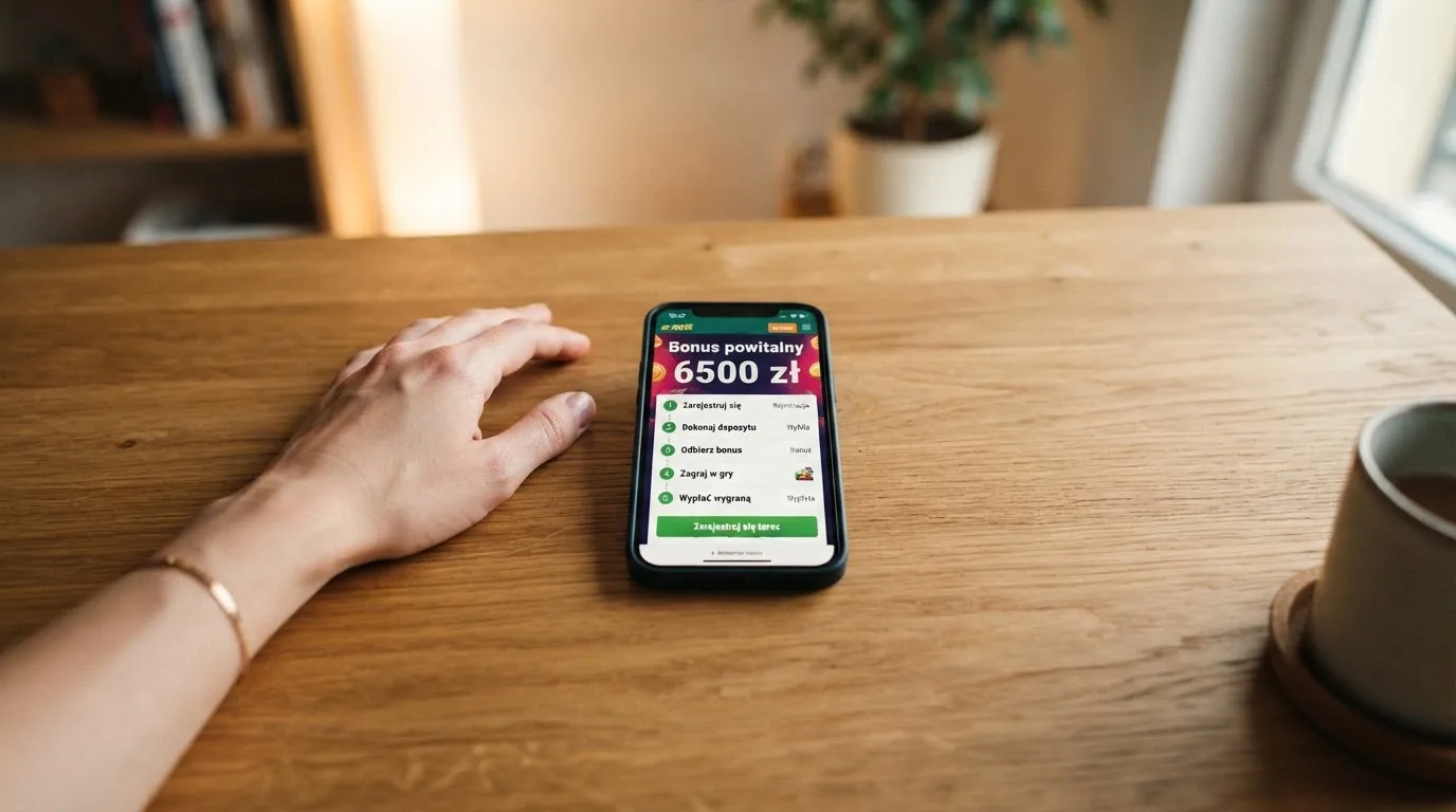 Ekran z warunkami bonusu powitalnego podczas rejestracji w kasynie online