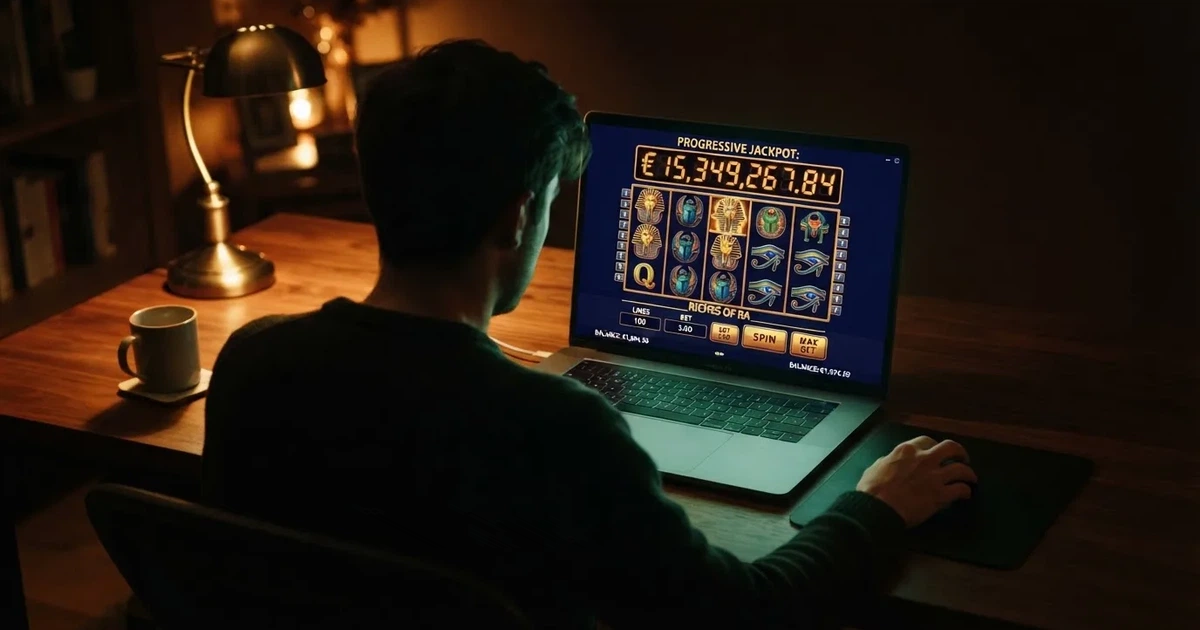 Ekran automatu online z rosnącym licznikiem puli jackpota nad bębnami